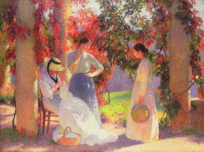 Scena di cucito sotto il pergolato a Marquayrol da Henri Martin